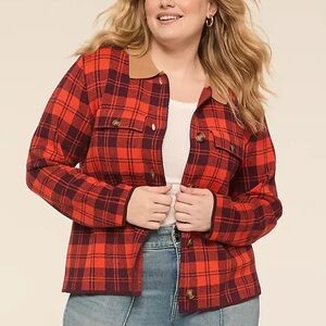 NWT Lane Bryant Fireside Plaid Button-Front Cardigan 18/20